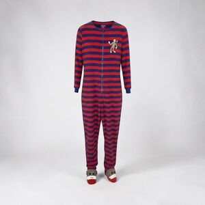 Nick & Nora Fleece Sock Monkey Zip Up Pajama Jumpsuit - Unisex Size M